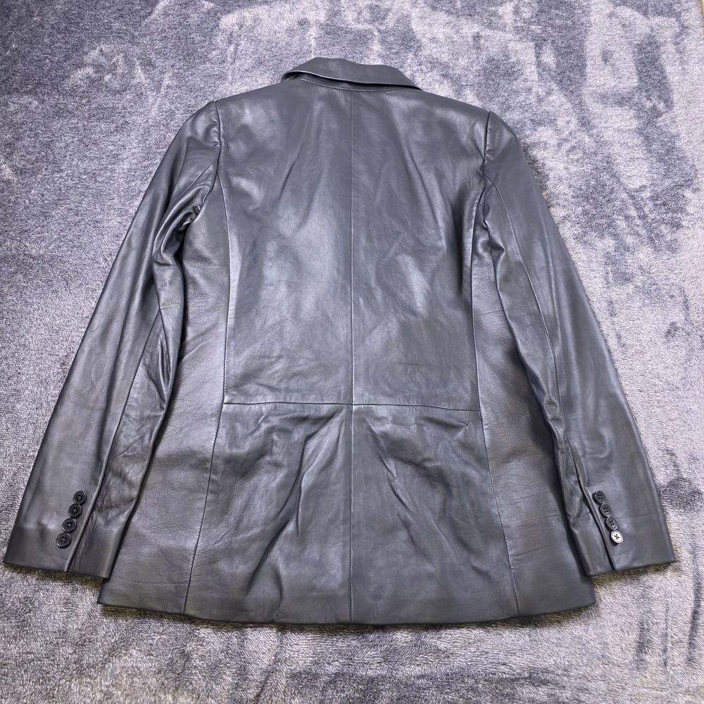 Ralph Lauren  Nappa Lamb Leather Womens 4 Black Double Breasted $795 - Picture 4 of 10